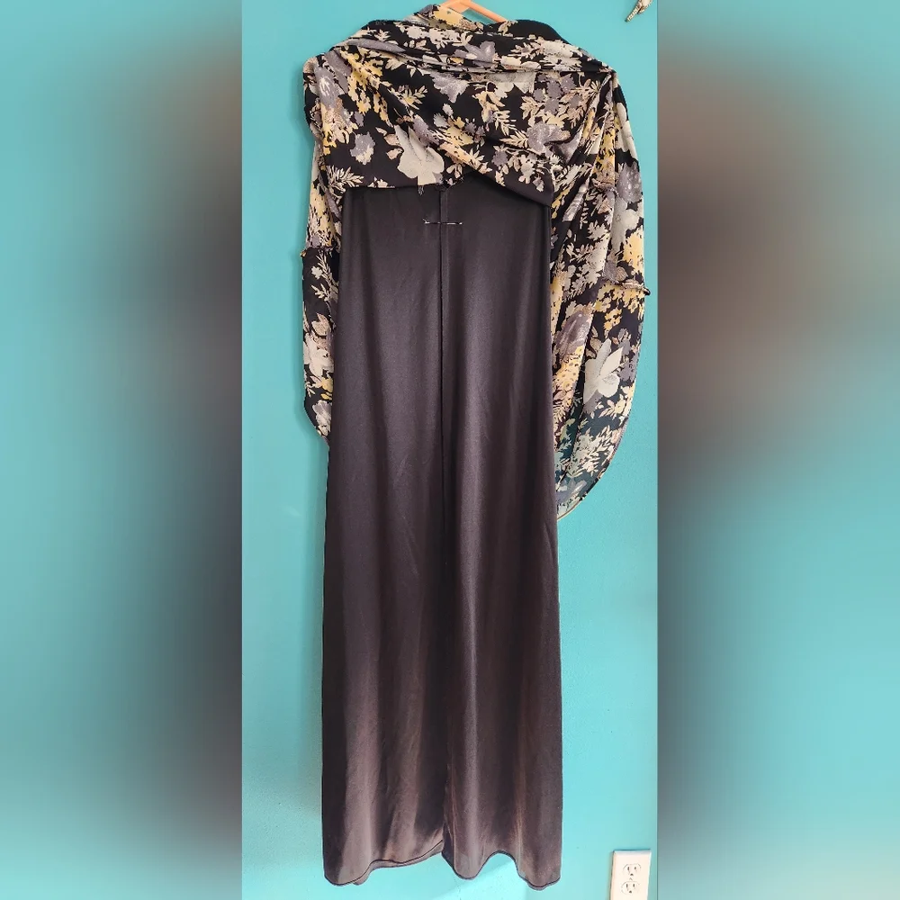 Alyn Paige navy blue, bluish pewter, offwhite floral sleeveless dress Size 7/8 - Picture 6 of 7